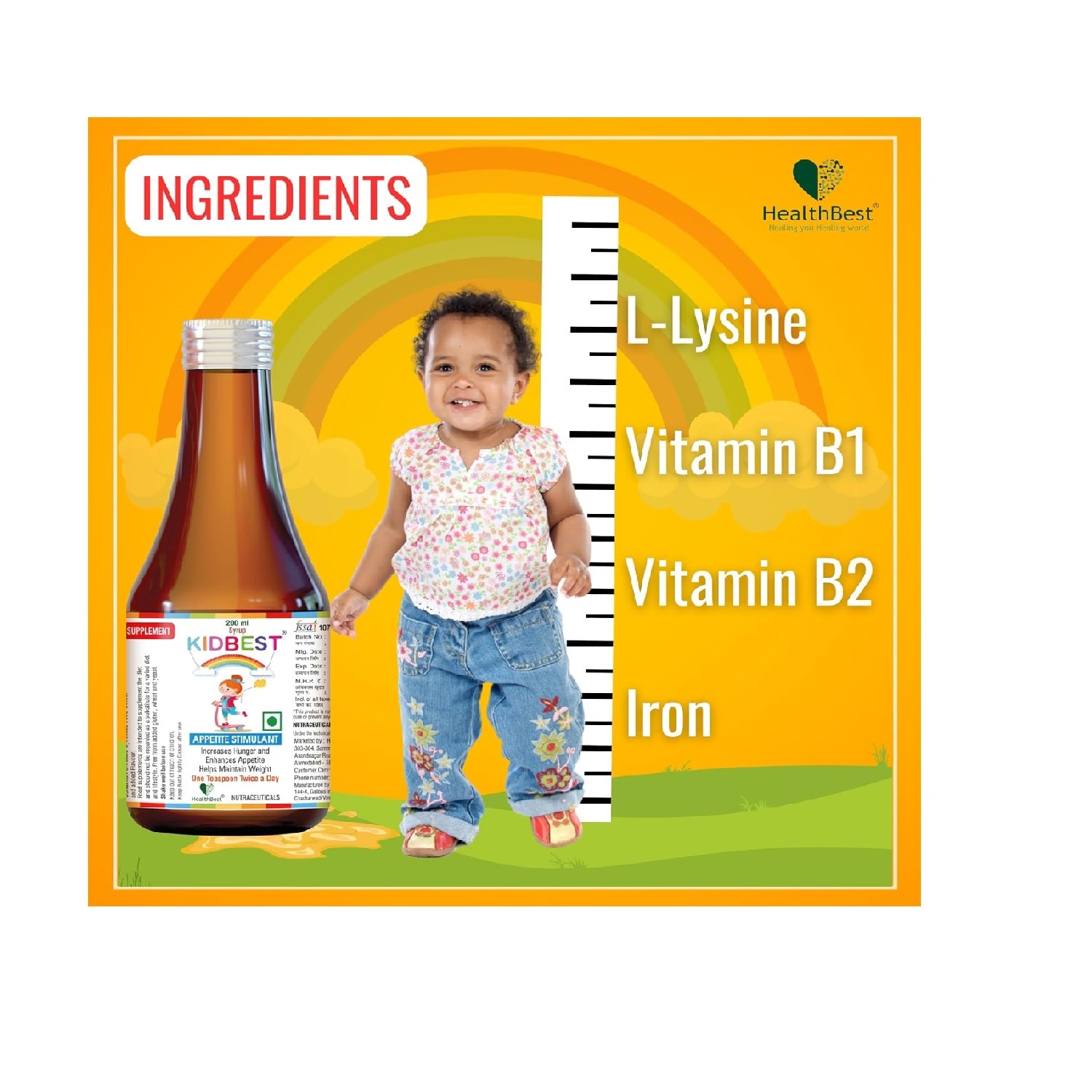 HealthBest Kidbest Appetite Stimulant Syrup for Kids - 200 ml