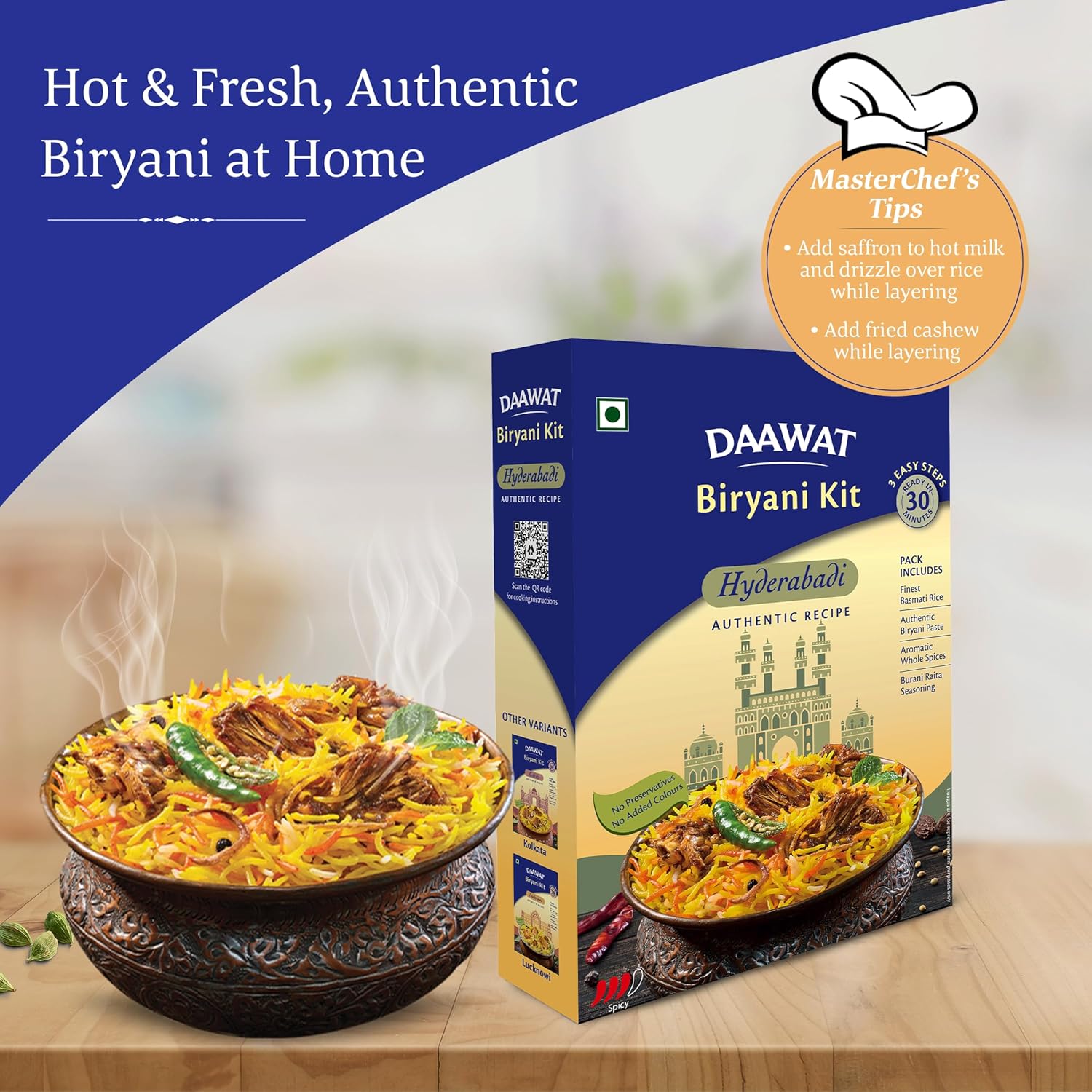 Daawat Biryani Kit Hyderabadi - Authentic Recipe - 334 gm