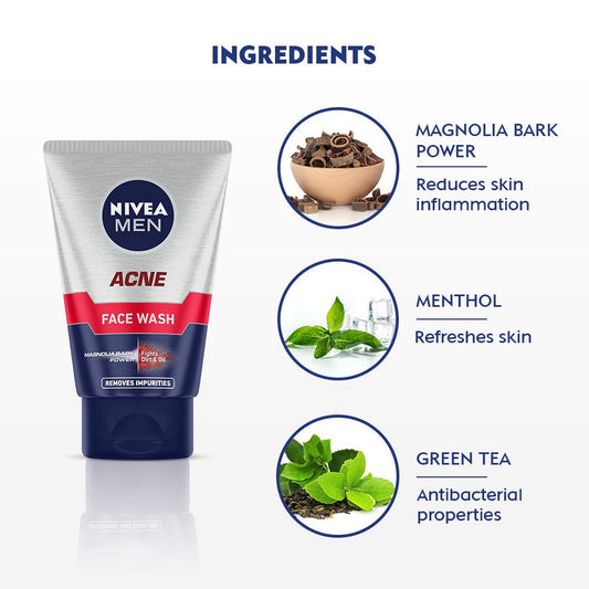 Nivea Men Acne Face Wash - 100 gm