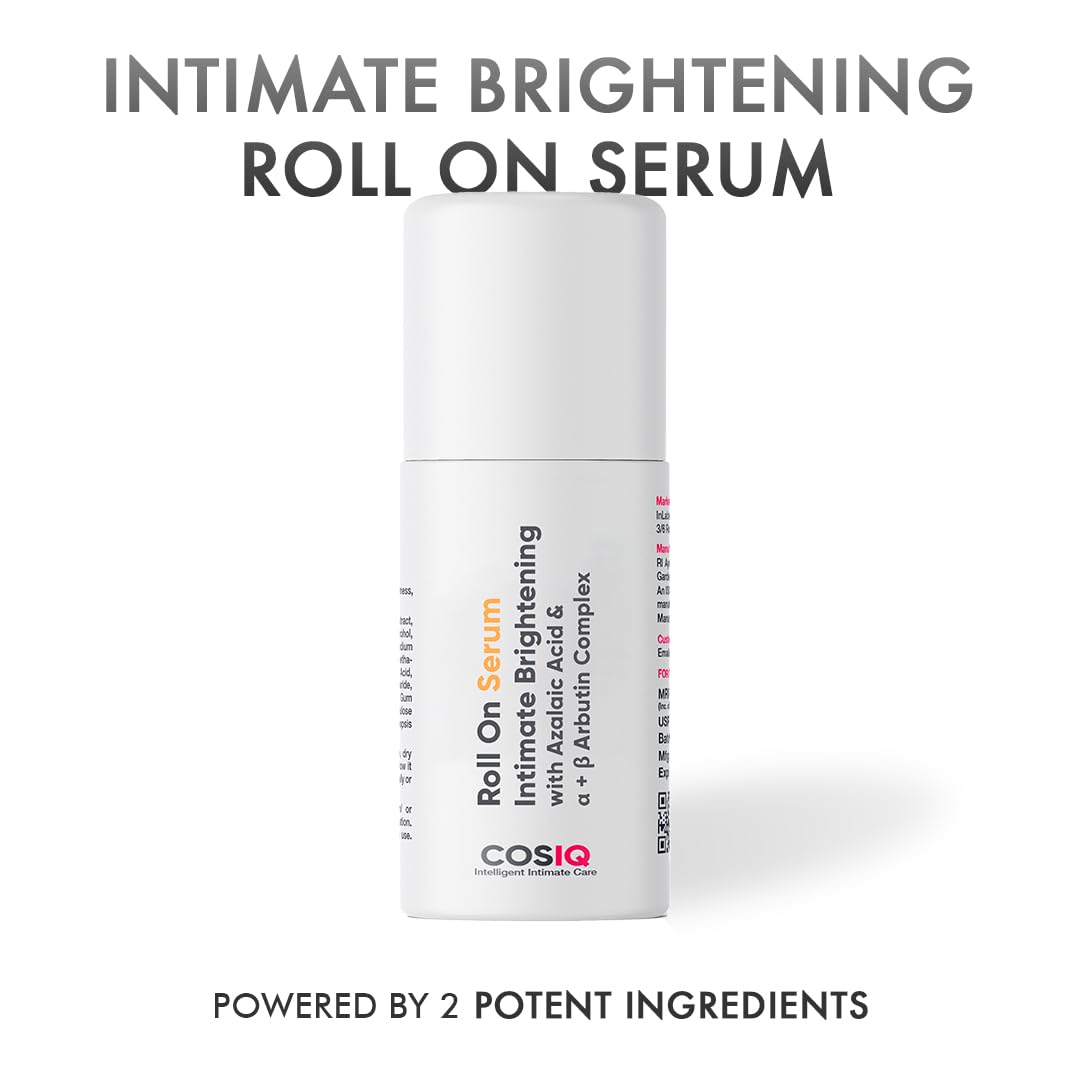 Cos-IQ Intimate Brightening Roll-On Serum, With Azelaic Acid & Alpha + Beta Arbutin Complex - 40 ml