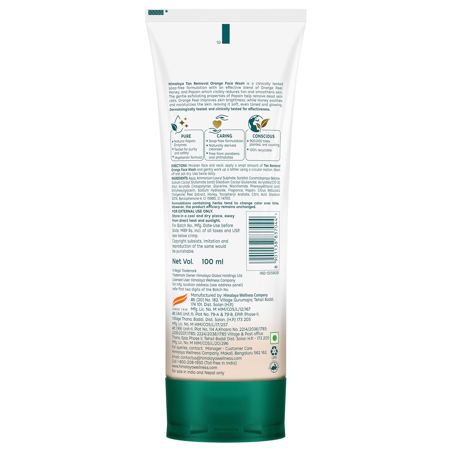 Himalaya Tan Removal Orange Face Wash - 100 ml