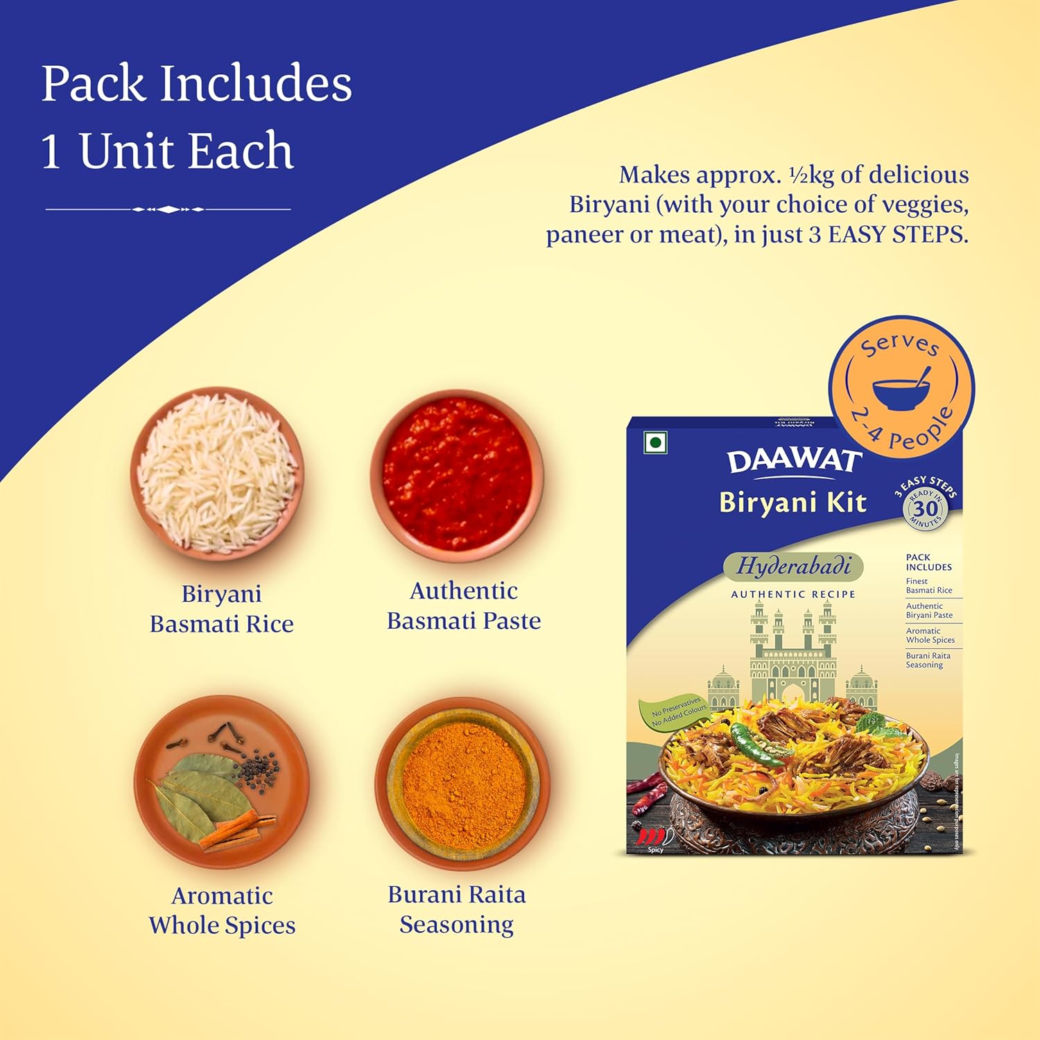 Daawat Biryani Kit Hyderabadi - Authentic Recipe - 334 gm