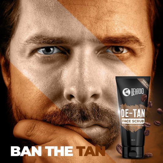 BEARDO De-Tan Face scrub for Men, 100g | Blackhead & Tan Removal | Dual Bead Exfoliation | Coffee Detox | Oil Control