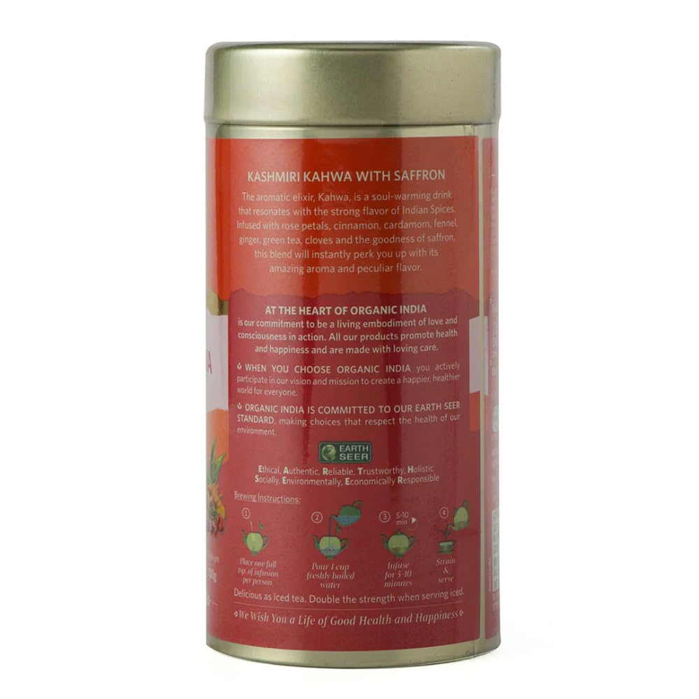 Organic India Kashmiri Kahwa with Saffron - 100 gm Tin