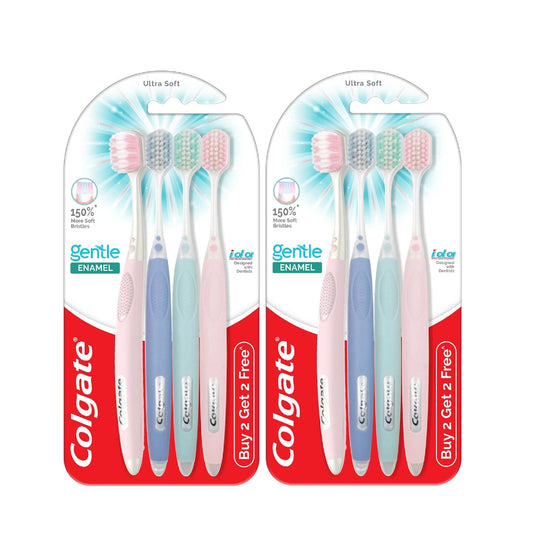 Colgate Gentle Enamel Ultra Soft (4pcs x 2) Ultra Soft Toothbrush (Pack of 8)