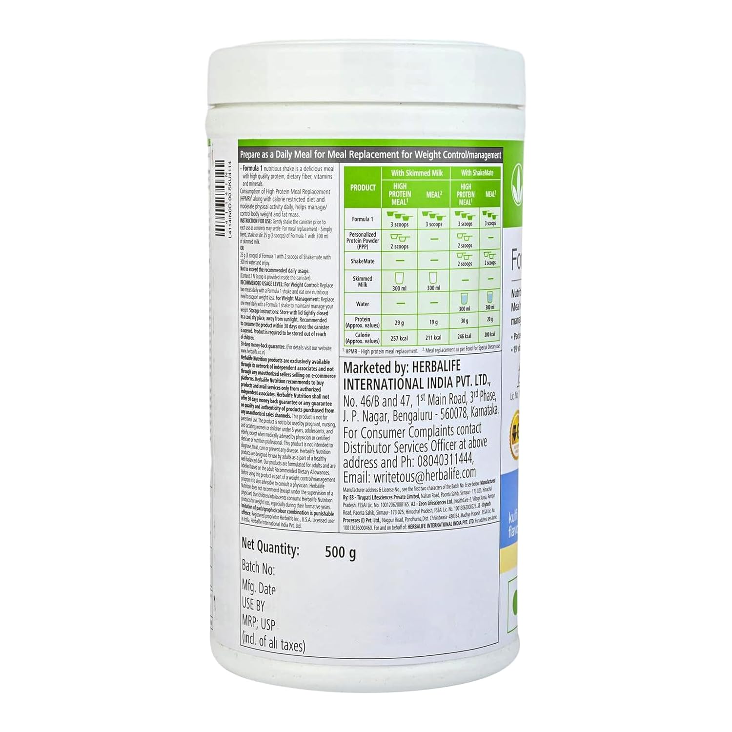 Herbalife Formula 1 - Nutritional Shake Mix - Kulfi Flavour - 500 gm