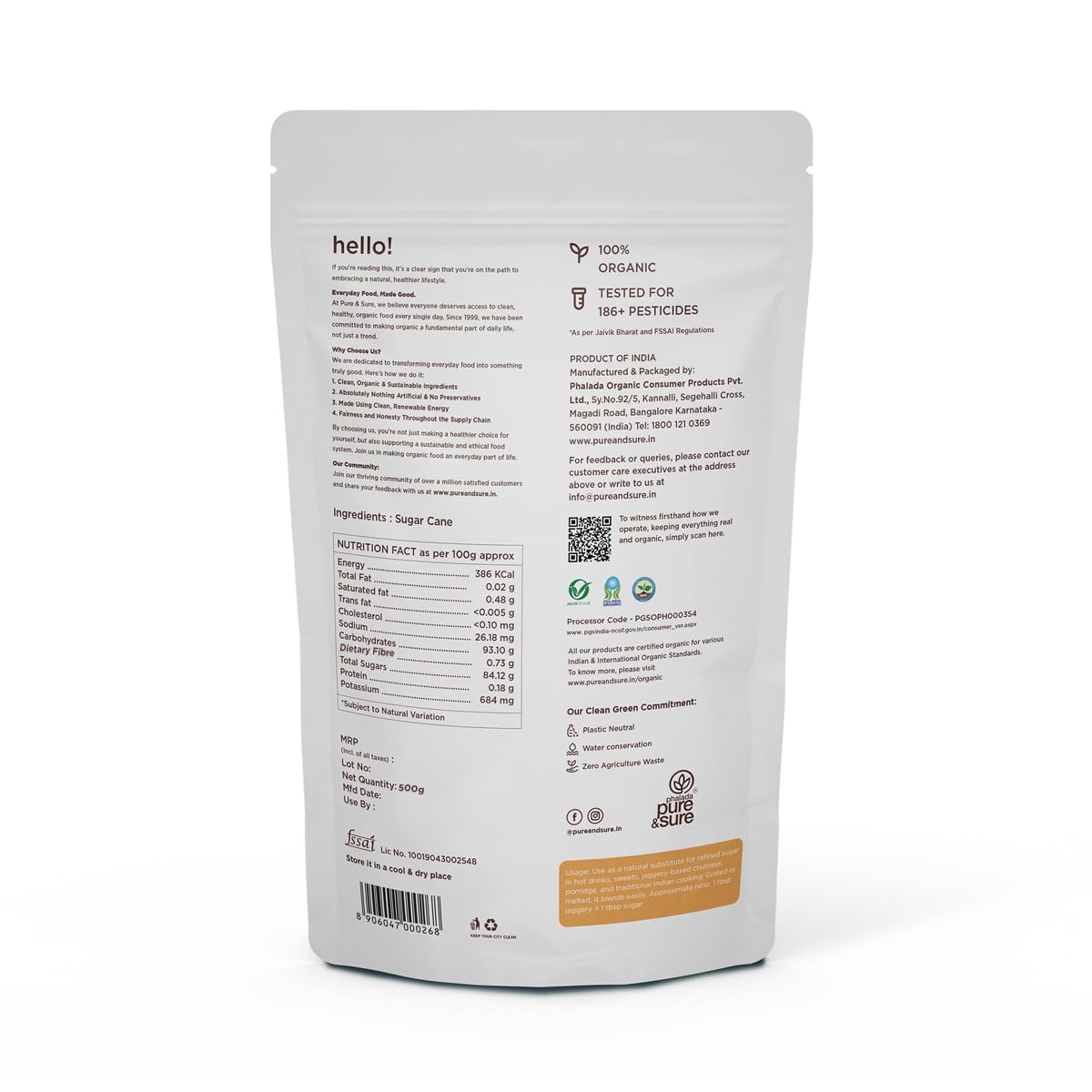 Pure & Sure Organic Jaggery Powder - 500 gm