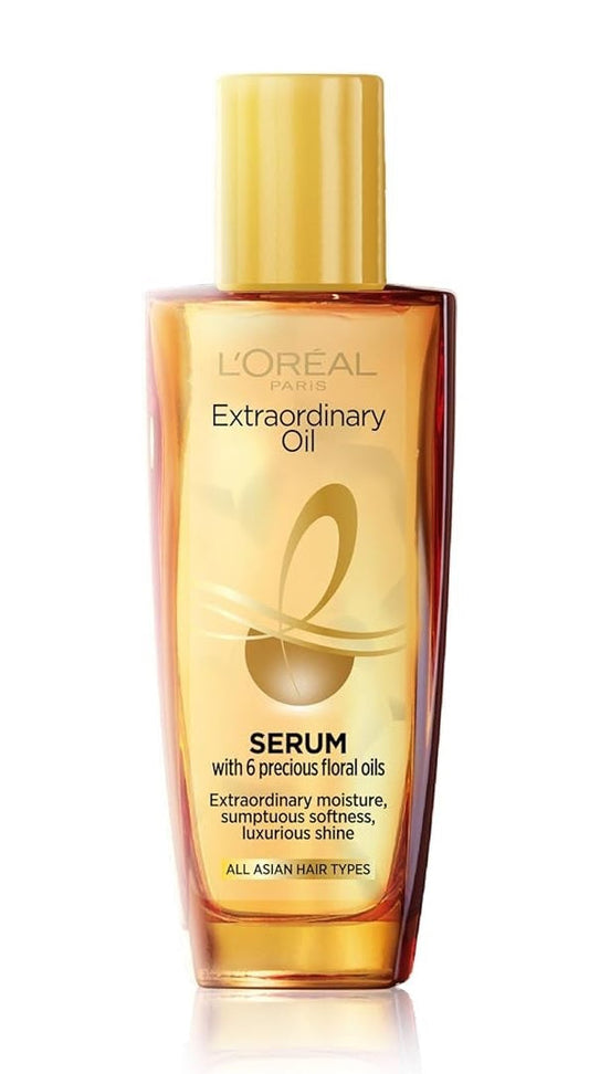 L'Oreal Paris Serum, Protection and Shine, For Dry, Flyaway & Frizzy Hair, With 6 Rare Flower Oils, Extraordinary Oil, 30ml