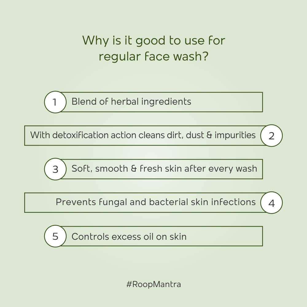 Roop Mantra Face Wash | Neem for Acne & Pimples, Anti Bacterial Skin | 115ml