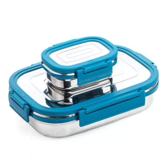 Stainless Steel Lunch Box | Tiffin Box for School and Work| Lunch Box with Clip Lock Lid | Multicolour