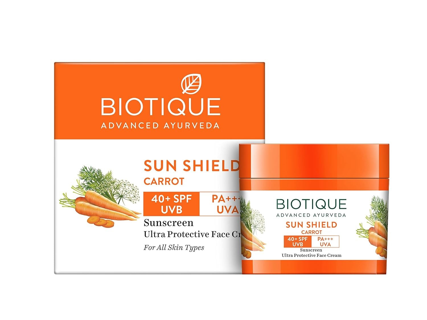 Biotique Bio Carrot Face Cream | SPF 40 UVA/UVB Sunscreen | 50ml