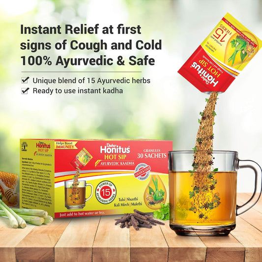 Dabur Honitus Hot Sip Ayurvedic Kadha - Pack of 30 Sachets