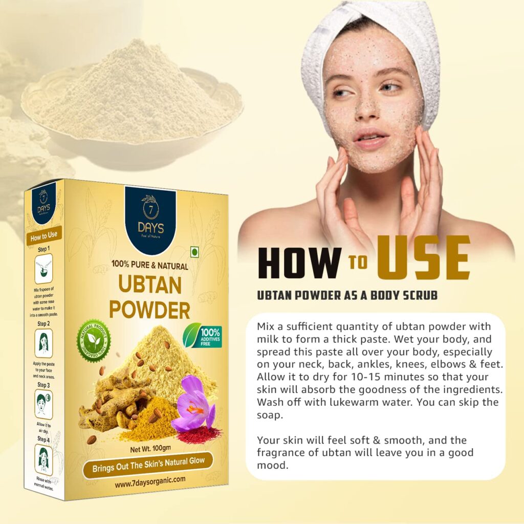 7 Days Ubtan Plus Face Pack -100G for Glowing Skin, Oil Control, Acne, Pimples, Detan, Blemishes, Pigmentation