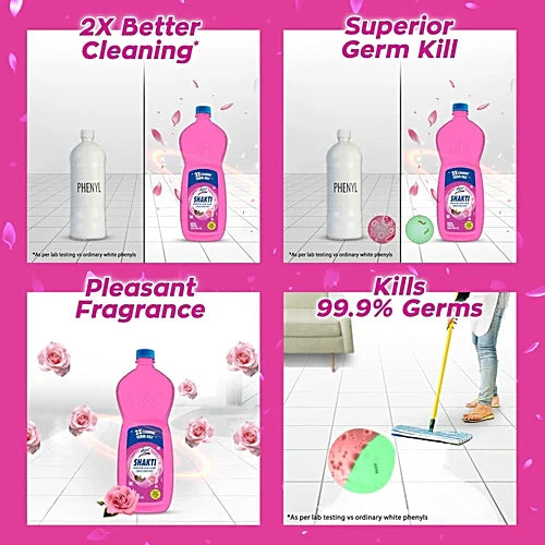 Lizol Shakti Disinfectant Floor Cleaner - Rose Fresh With Pine Oil, 900 ml