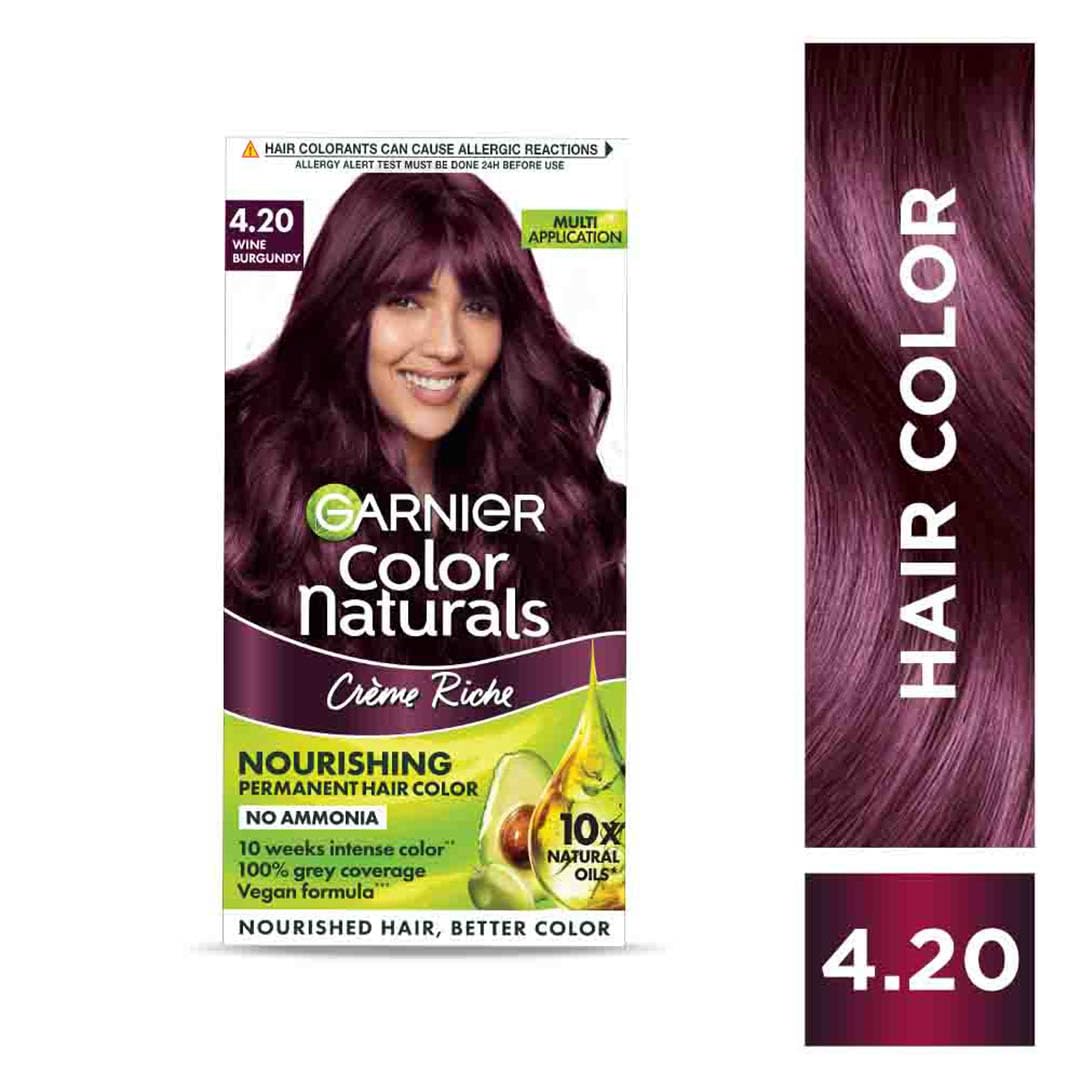 Garnier Color Naturals Creme Riche Hair Color - Shade 4.20 Wine Burgundy - 70ml + 60gm