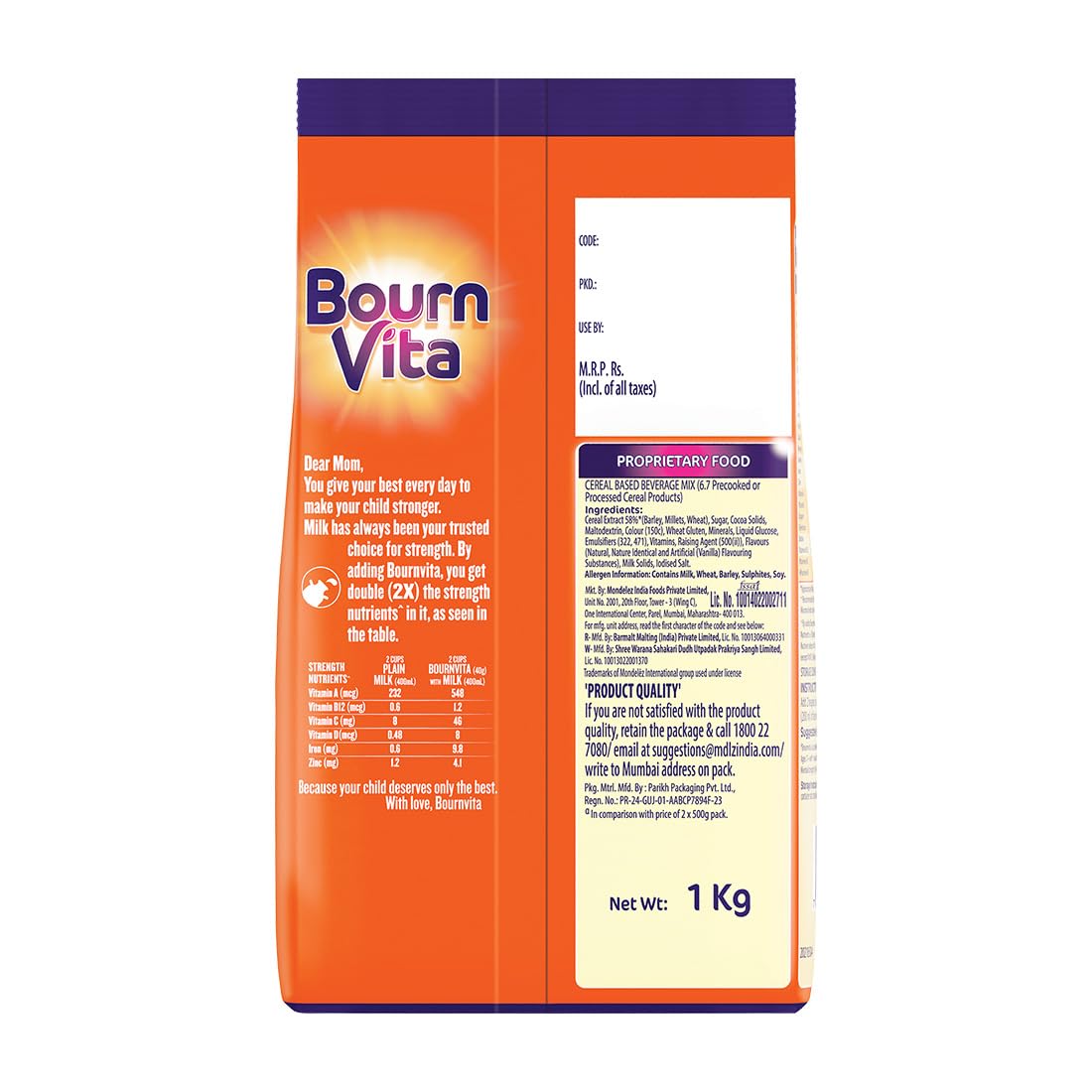 Cadbury Bournvita Chocolate Health Drink, 1kg Pouch (1 kg)