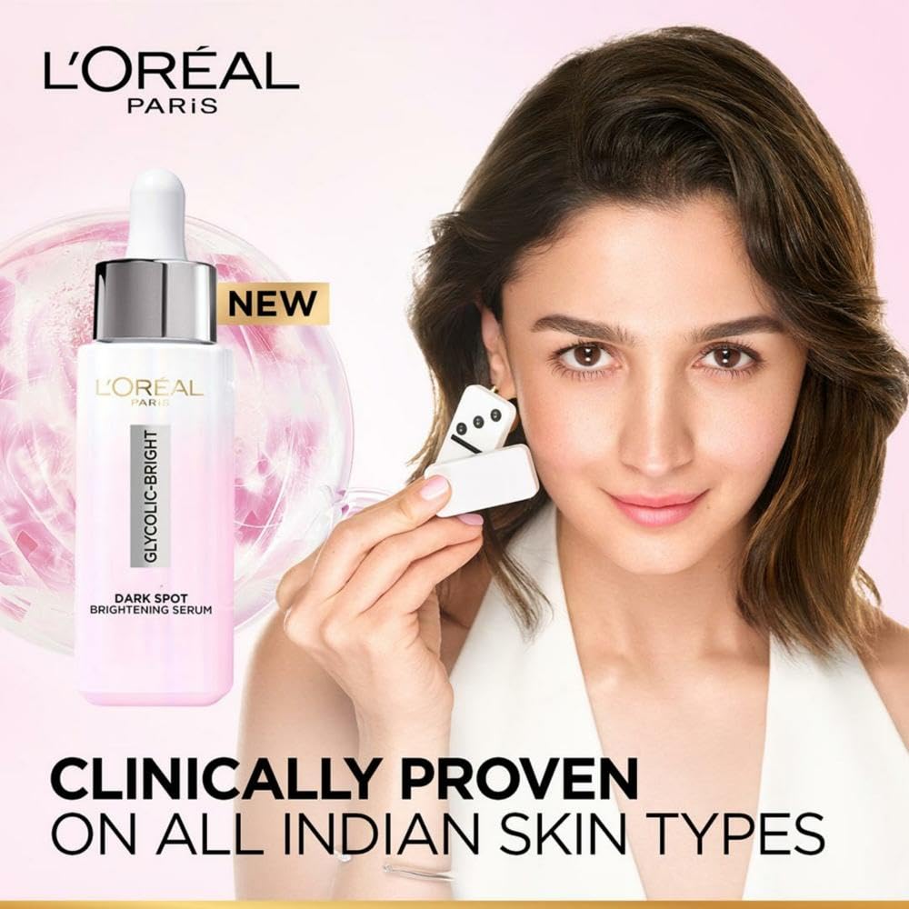 LOreal Paris Glycolic Bright 8% [Melasyl + Niacinamide] Face Serum For Brightening Dark Spots - 15 ml