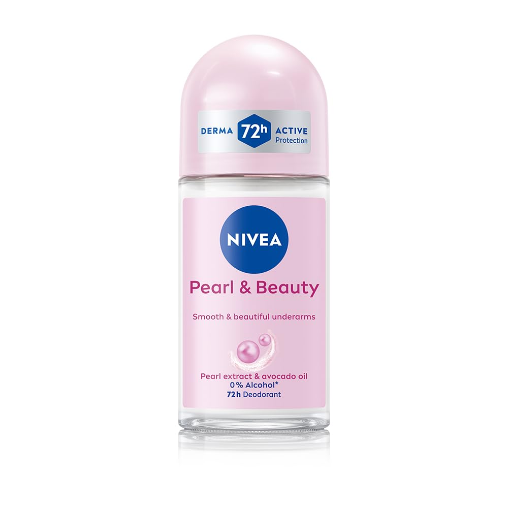 Nivea Pearl and Beauty Deo Roll On With Pearl Extracts & Avocado Oil 48 H Smooth & Beautiful Underarms 0% Alcohol - 50 ml