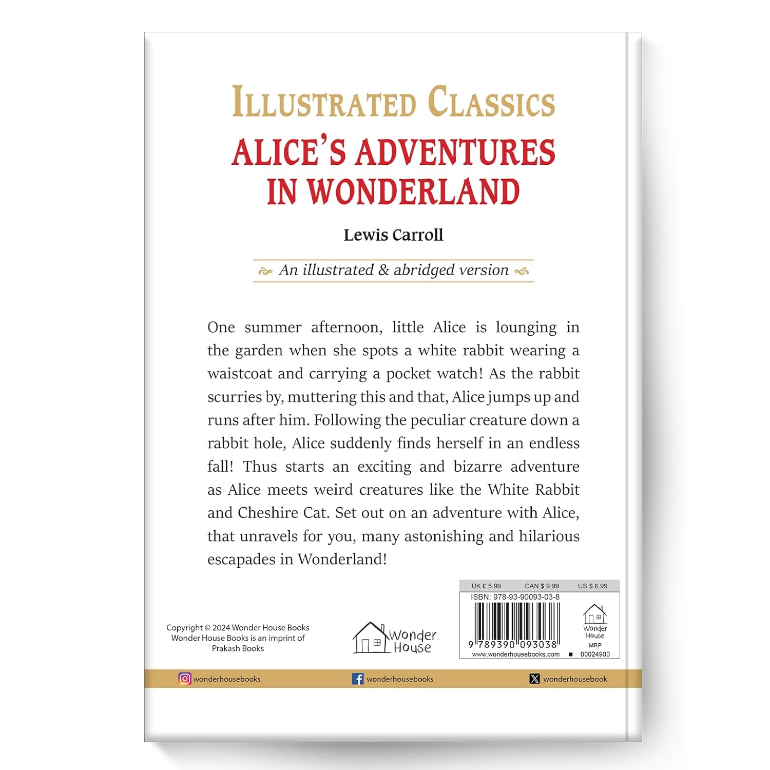 Alice in Wonderland: Illustrated Abridged Children Classics English Novel  | Hardcover
