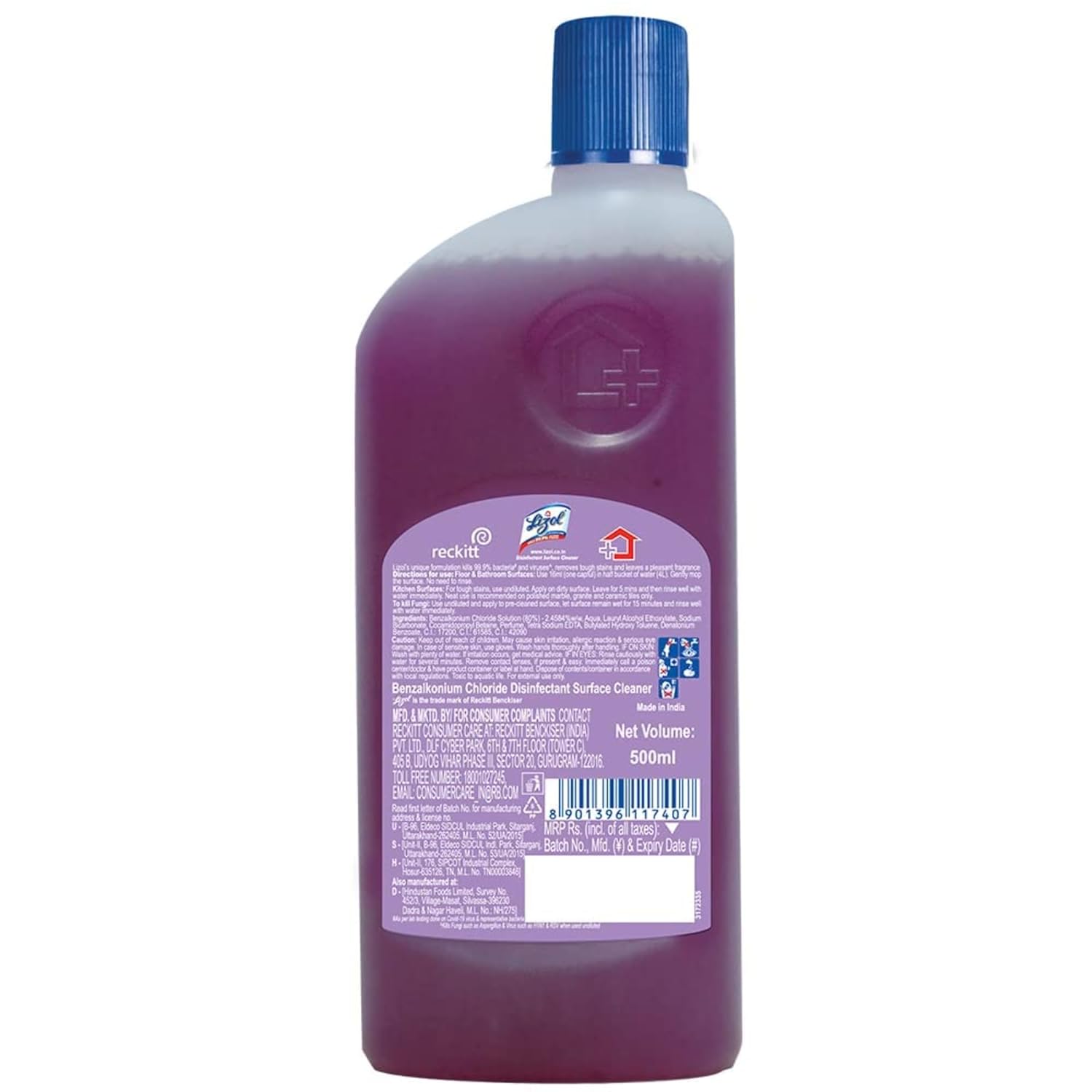 Lizol Disinfectant Surface & Floor Cleaner Liquid, Lavender - 500 ml