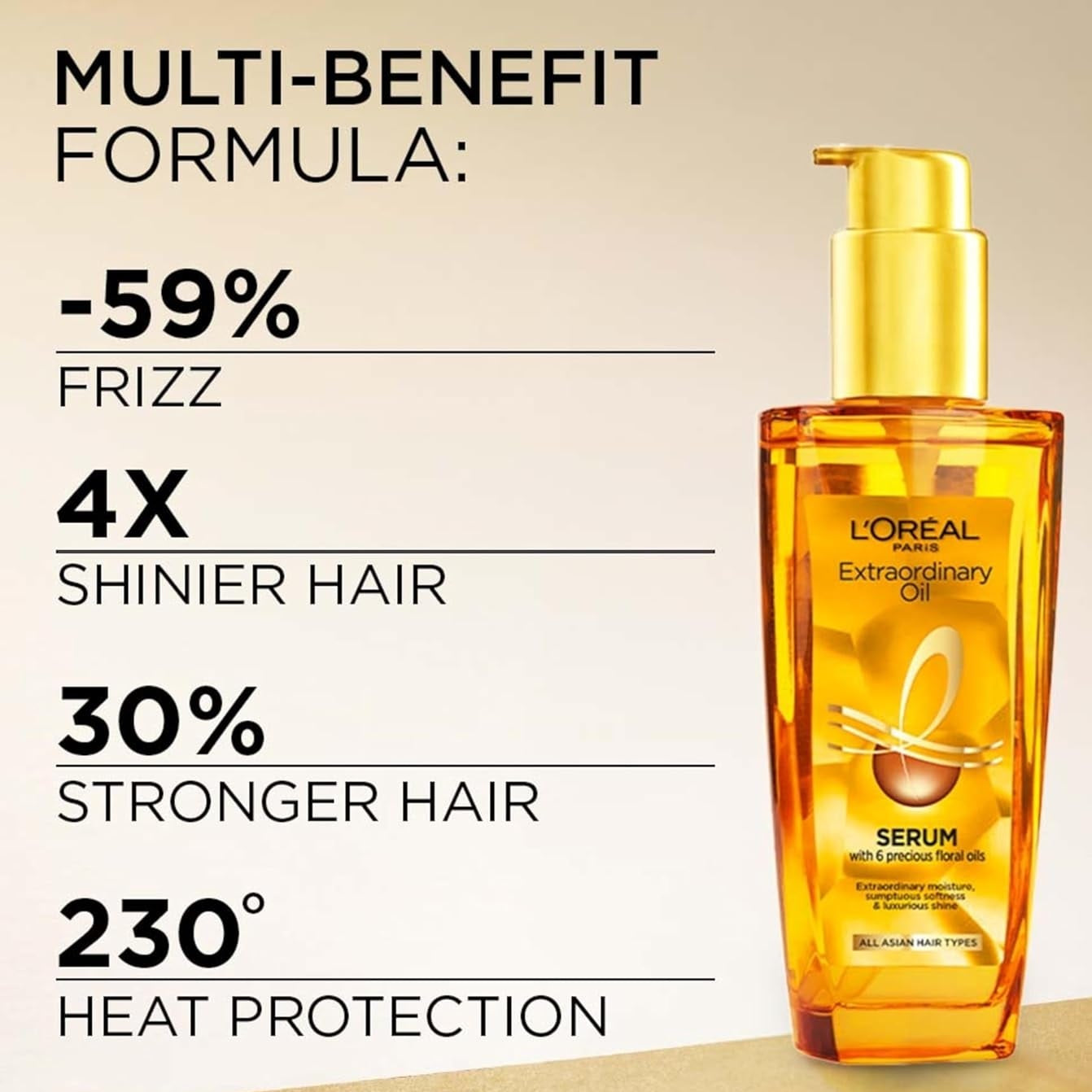 L'Oreal Paris Serum, Protection and Shine, For Dry, Flyaway & Frizzy Hair, With 6 Rare Flower Oils, Extraordinary Oil, 30ml