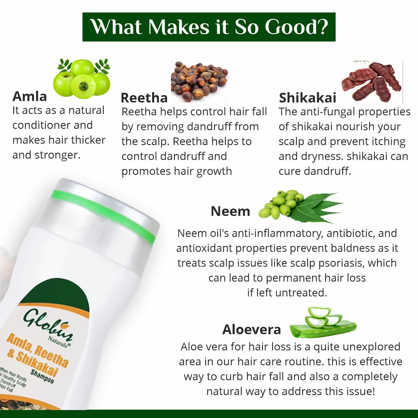 Globus Naturals Amla Reetha Shikakai Shampoo - 200 ml