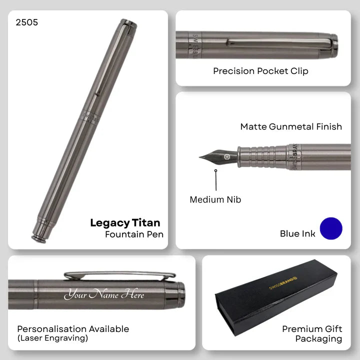 Legacy Titan Gunmetal Finish Metal Fountain Pen