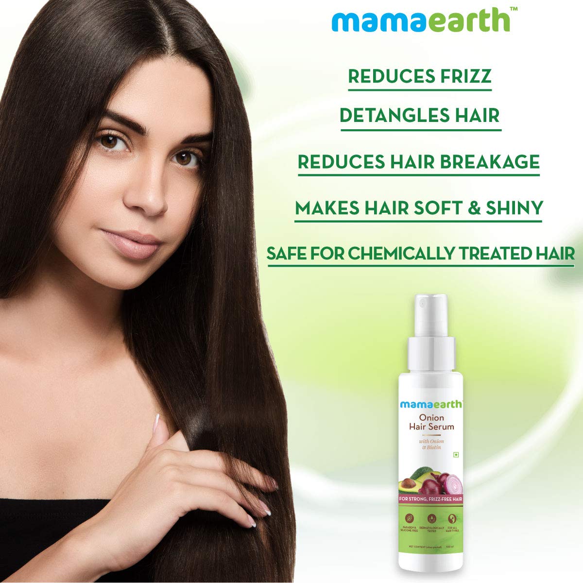 Mamaearth Onion Hair Serum For Strong , Frizz Free Hair - 100 ml