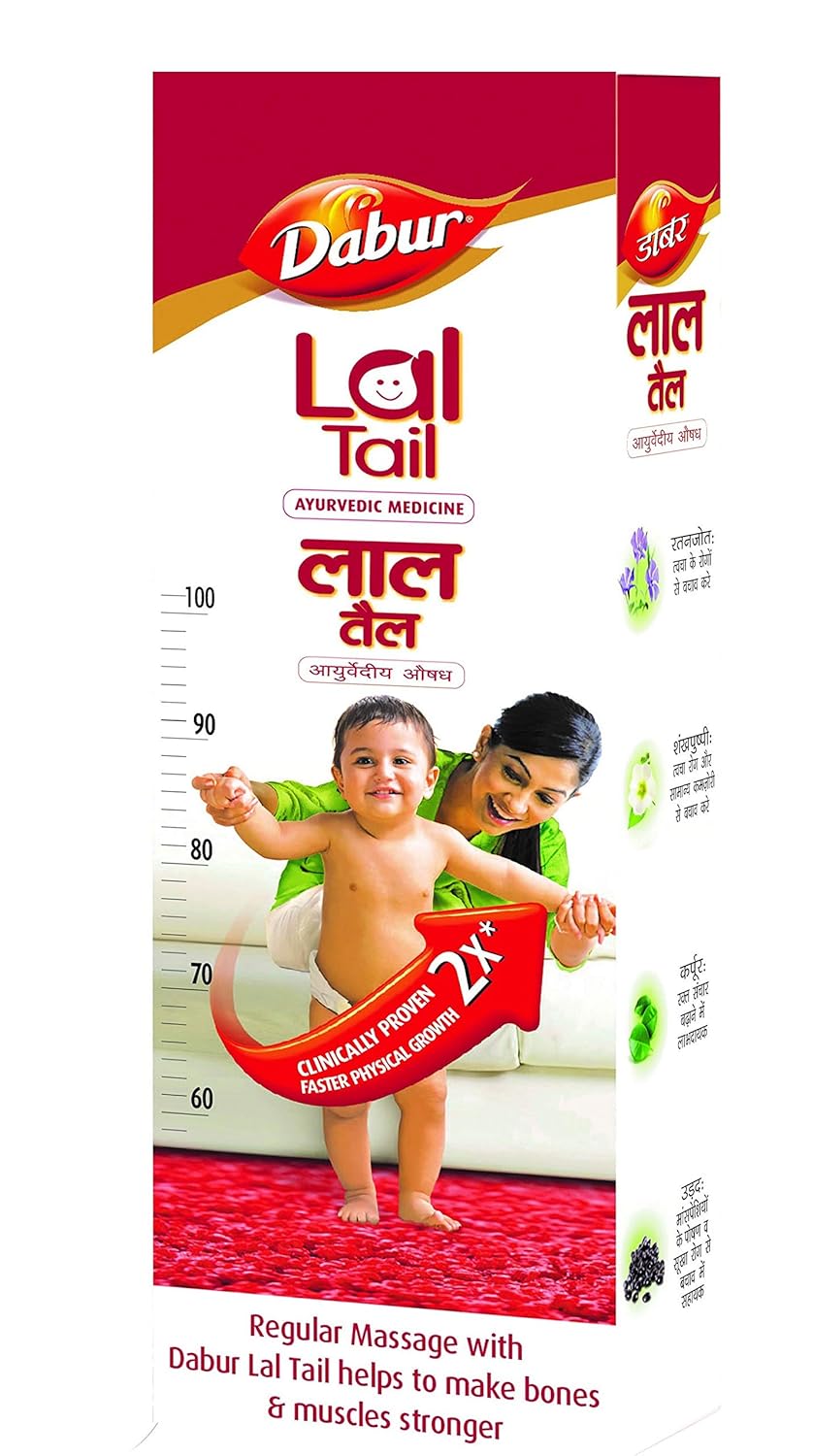 Dabur Lal Tail - Ayurvedic Baby Massage Oil For Baby's Bone, Muscle & Skin Health - 100 ml