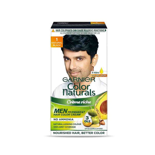 Garnier Color Naturals Creme Riche Men Hair Color - Shade 1 Natural Black - 30ml + 30gm