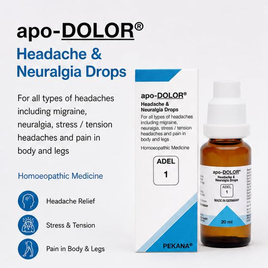 ADEL 1 Homoeopathic Apo-Dolor Drop For all Types of Headaches 20ml for muscle pain stress joint pain