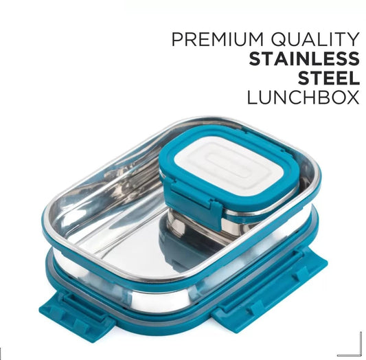 Stainless Steel Lunch Box | Tiffin Box for School and Work| Lunch Box with Clip Lock Lid | Multicolour
