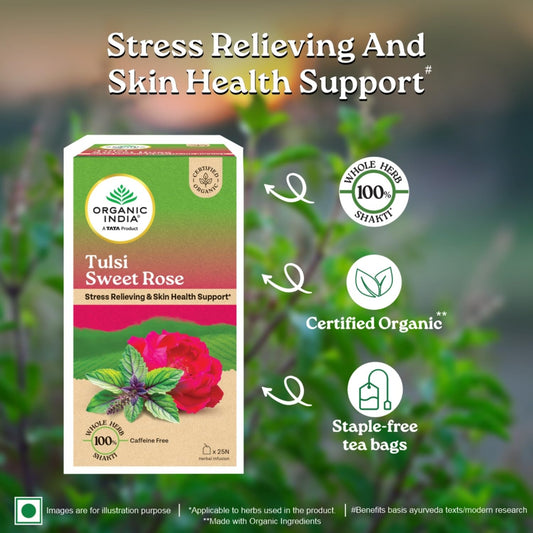 Organic India Tulsi Sweet Rose - 25 Tea Bags