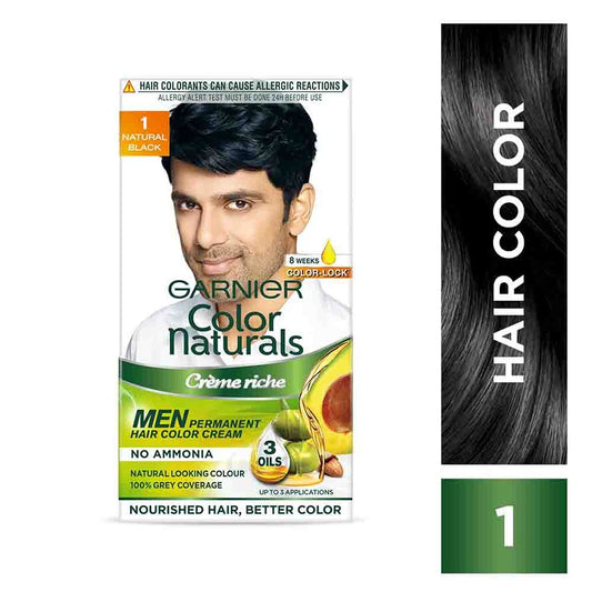 Garnier Color Naturals Creme Riche Men Hair Color - Shade 1 Natural Black - 30ml + 30gm