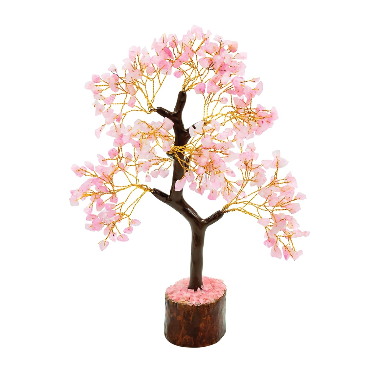 Indianvibez Both Rose Quartz Real Crystal Stone Tree With Wooden Base 300 Beads