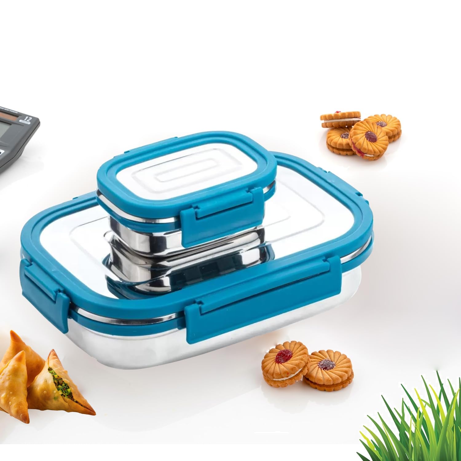 Stainless Steel Lunch Box | Tiffin Box for School and Work| Lunch Box with Clip Lock Lid | Multicolour