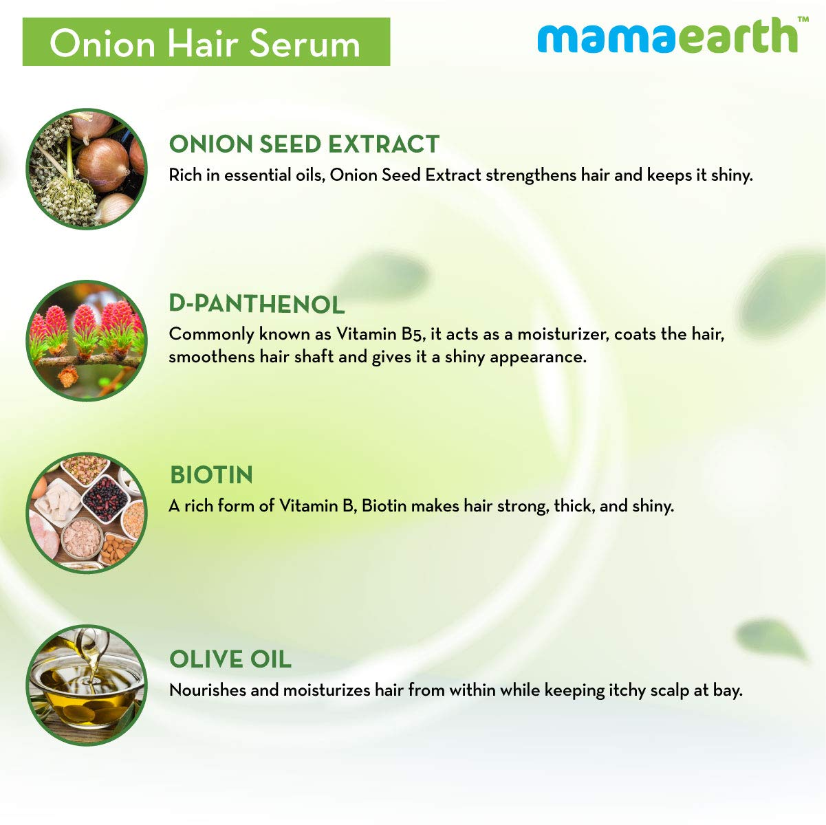 Mamaearth Onion Hair Serum For Strong , Frizz Free Hair - 100 ml