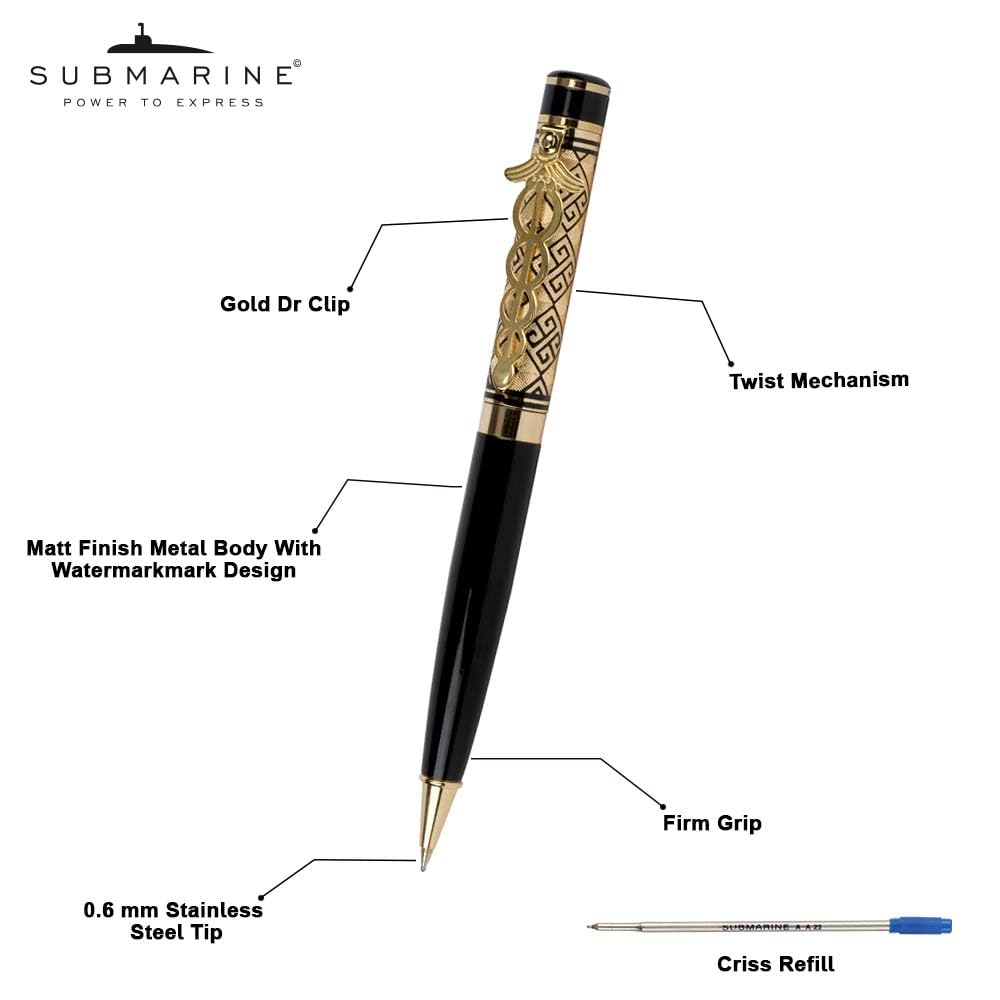 Submarine 1026 Doctor Clip Premium Design Roller Pen & Ball Pen Combo