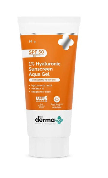 The Derma Co 1% Hyaluronic Sunscreen Aqua Gel SPF 50 PA++++ 80 gm