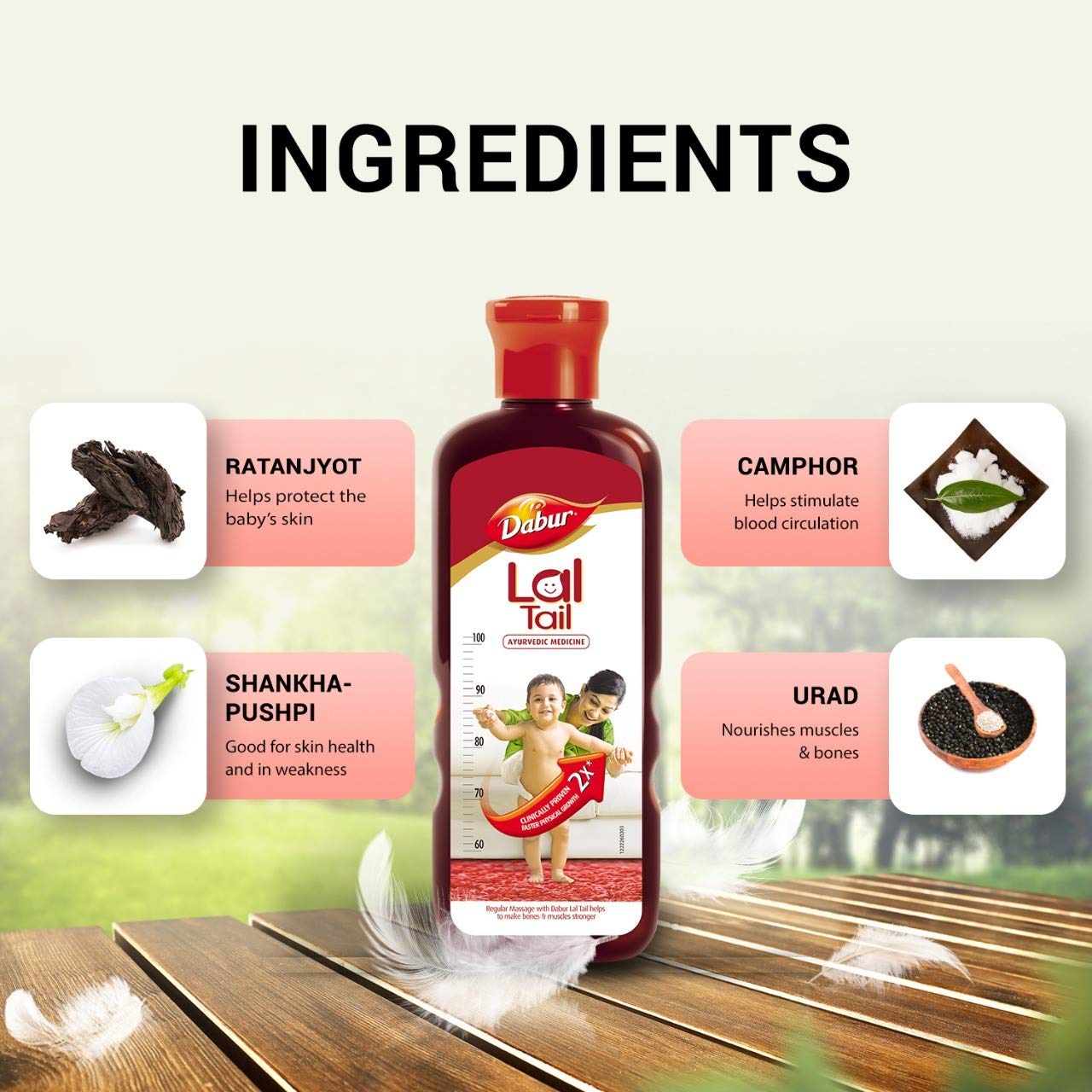 Dabur Lal Tail - Ayurvedic Baby Massage Oil For Baby's Bone, Muscle & Skin Health - 100 ml