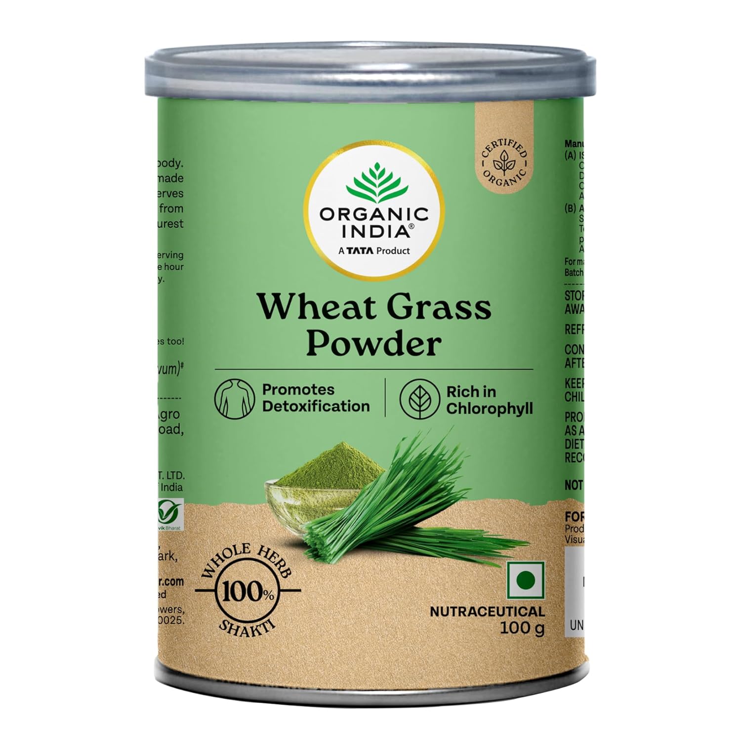 Organic India Wheat Grass Powder | Supports Energy & Immunity | 100 gm