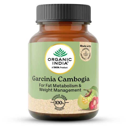 Organic India Garcinia Cambogia - 60 Veg Capsules, Improves Fat Metabolism, Lean Muscle Development, Boosts Energy, Enhances Immunity, & Helps Weight Management, GMP & NPOP Certified