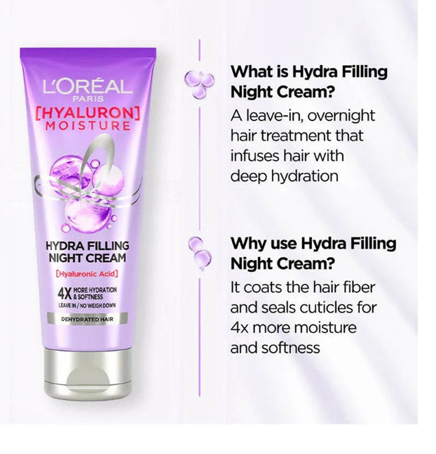 LOreal Paris Hyaluron Moisture Hydra Filling Night Cream Hair - 180 ml