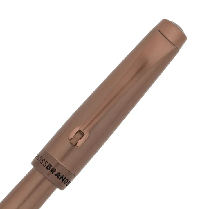 SWISSBRAND Echelon 2518 Matte brown Rollerball Pen with brown trim