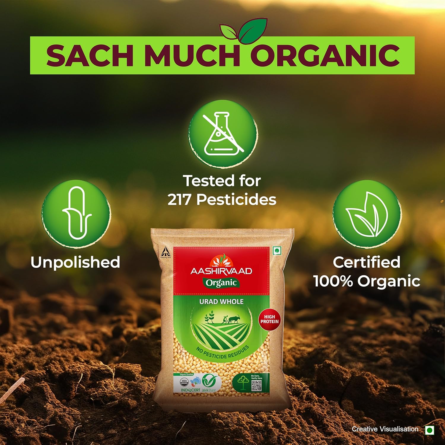 Aashirvaad Organic Urad Dal (Whole) - 1 kg