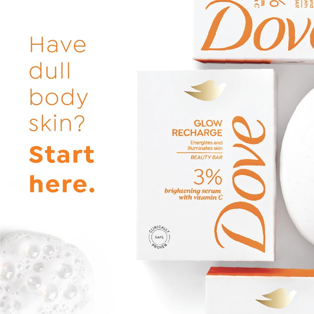 Dove Glow Recharge Serum Beauty Bar with 3% Brightening Serum + Vitamin C - set of 3 (125gx3)