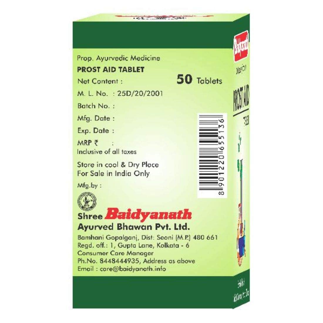 Baidyanath Prostaid Tablets - 50 Tabs