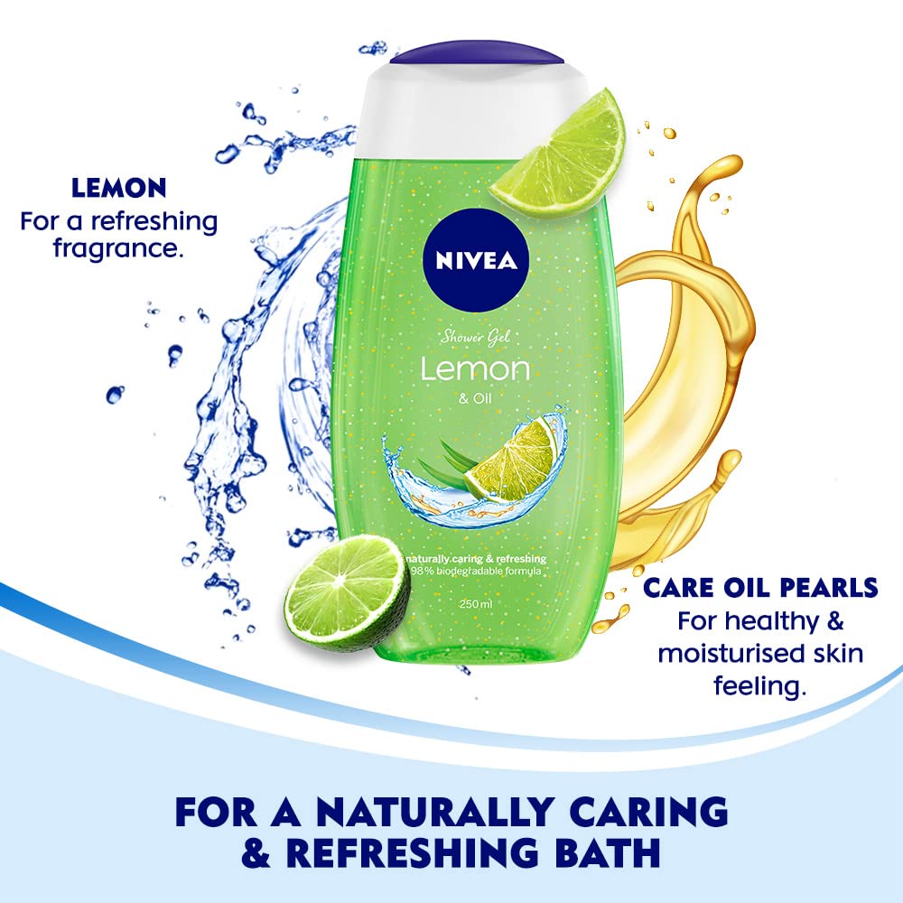 Nivea Body Wash Lemon & Oil Shower Gel - Pampering Care & Refreshing Scent - 250 ml
