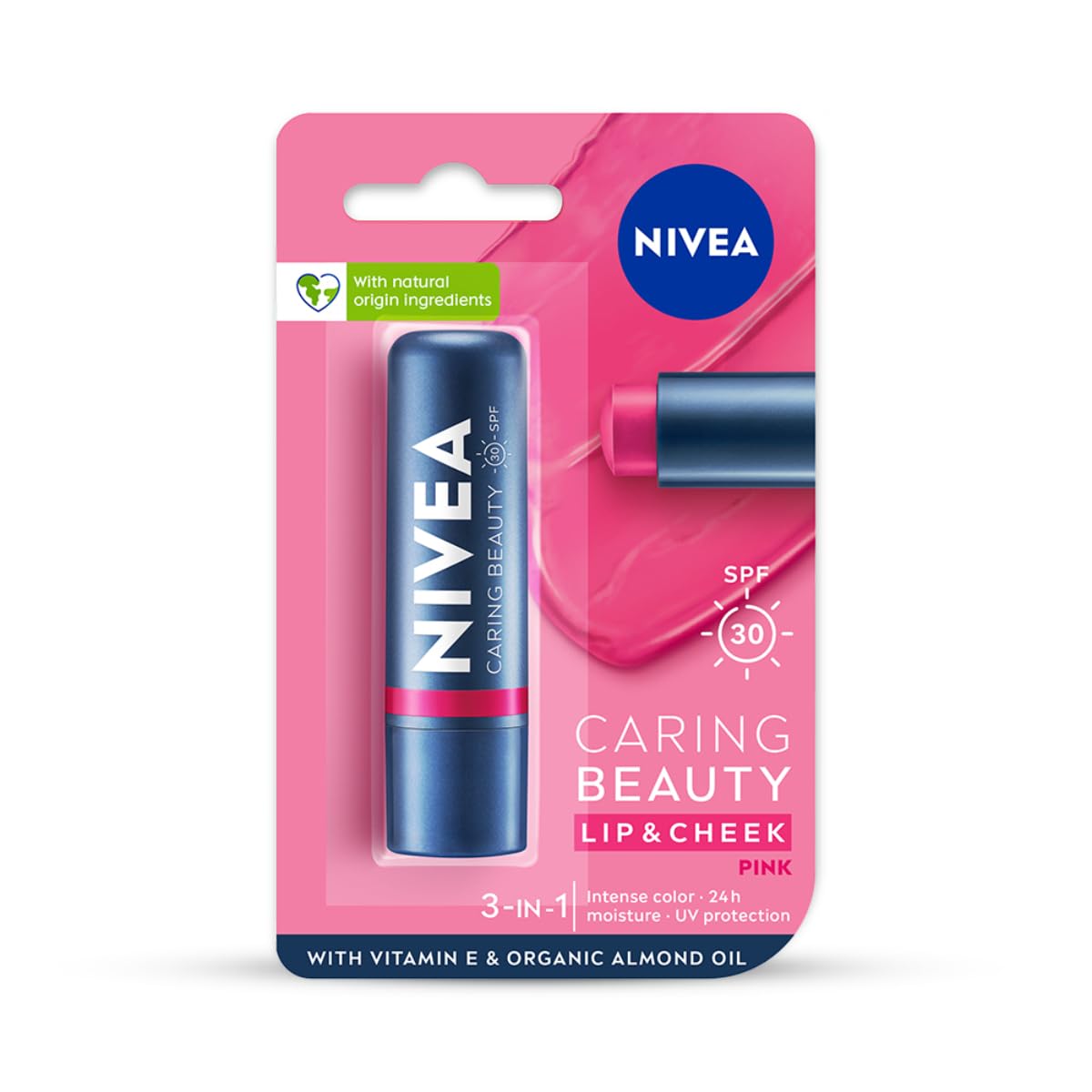 Nivea Lip Caring Beauty Red Lip Balm With SPF 30 - Pink - 4.8 gm