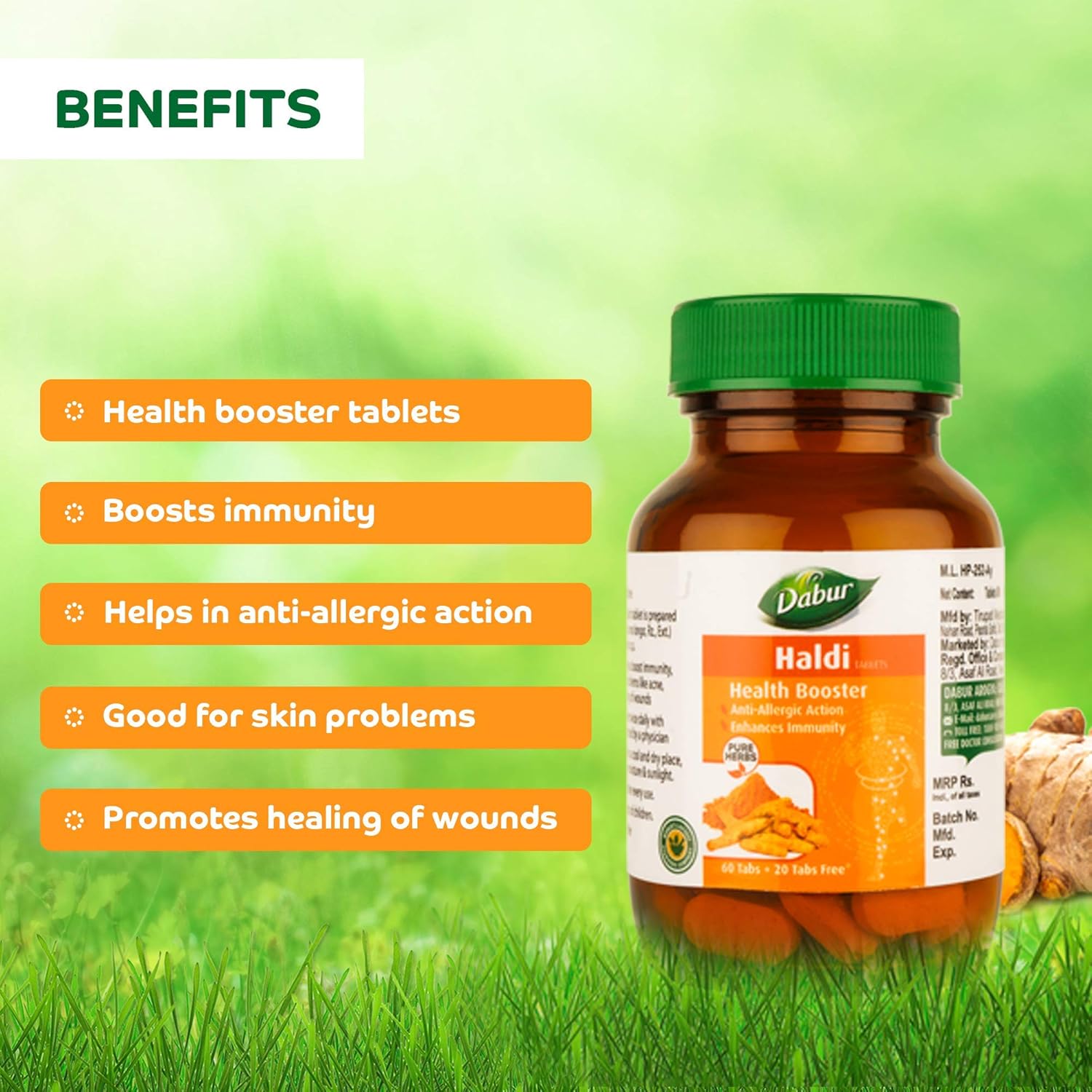 Dabur Haldi Tablets Health Booster - Pack of 1